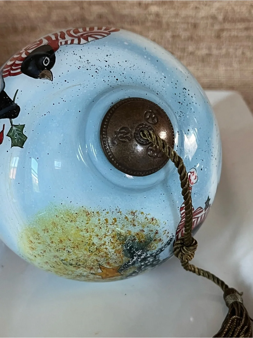 Ne'Qwa Art Blue Hand-Painted Glass Penguin Holiday Ornament